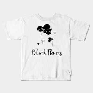 Black Flowers Kids T-Shirt